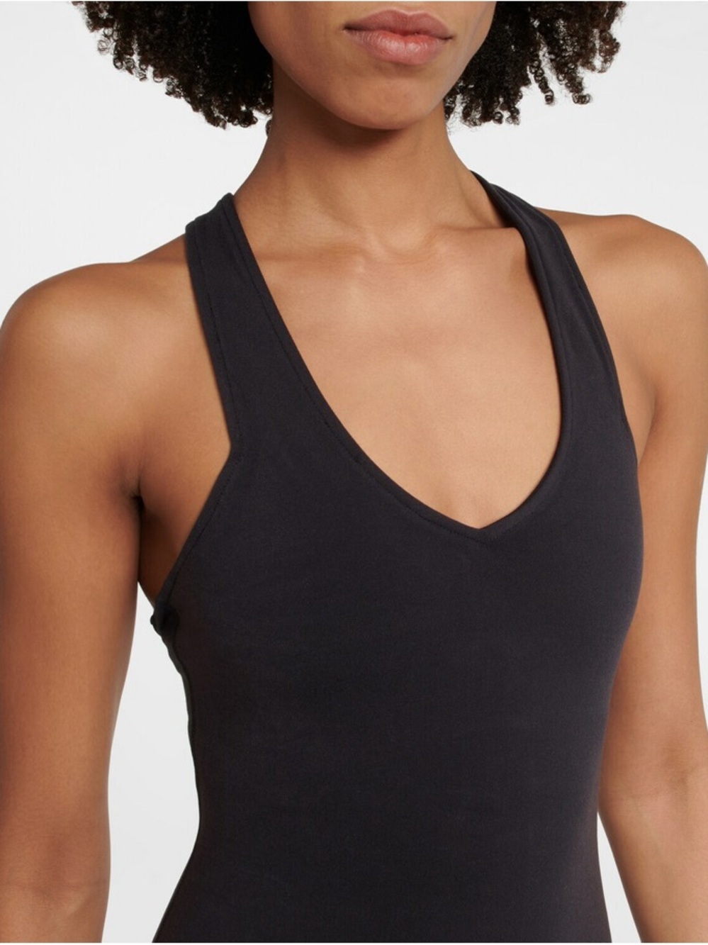 Alo Yoga Airbrush Real Onesie Black V-Neck Crisscross Biker Bodysuit Size XS - Picture 3 of 6